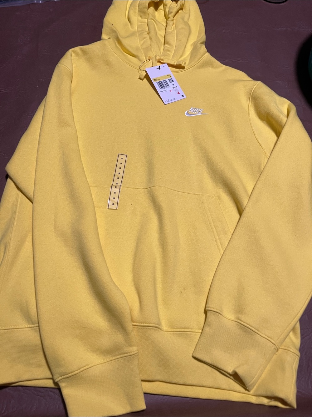 Nike Men’s Yellow Crewneck Hoodie with White Swoosh IT IS A MUCH BRIGHTER YELLOW